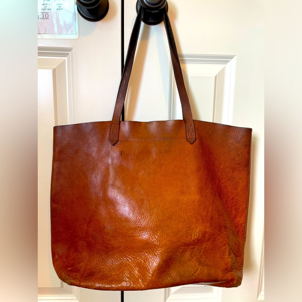 Madewell Transport Tote in English Saddle with Incredible Character + Patina!